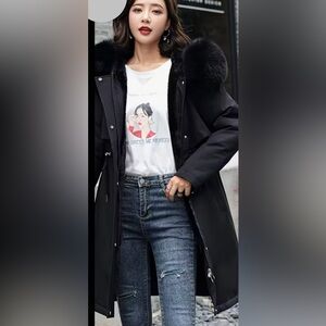 Women's Black Fur-Trimmed Jacket